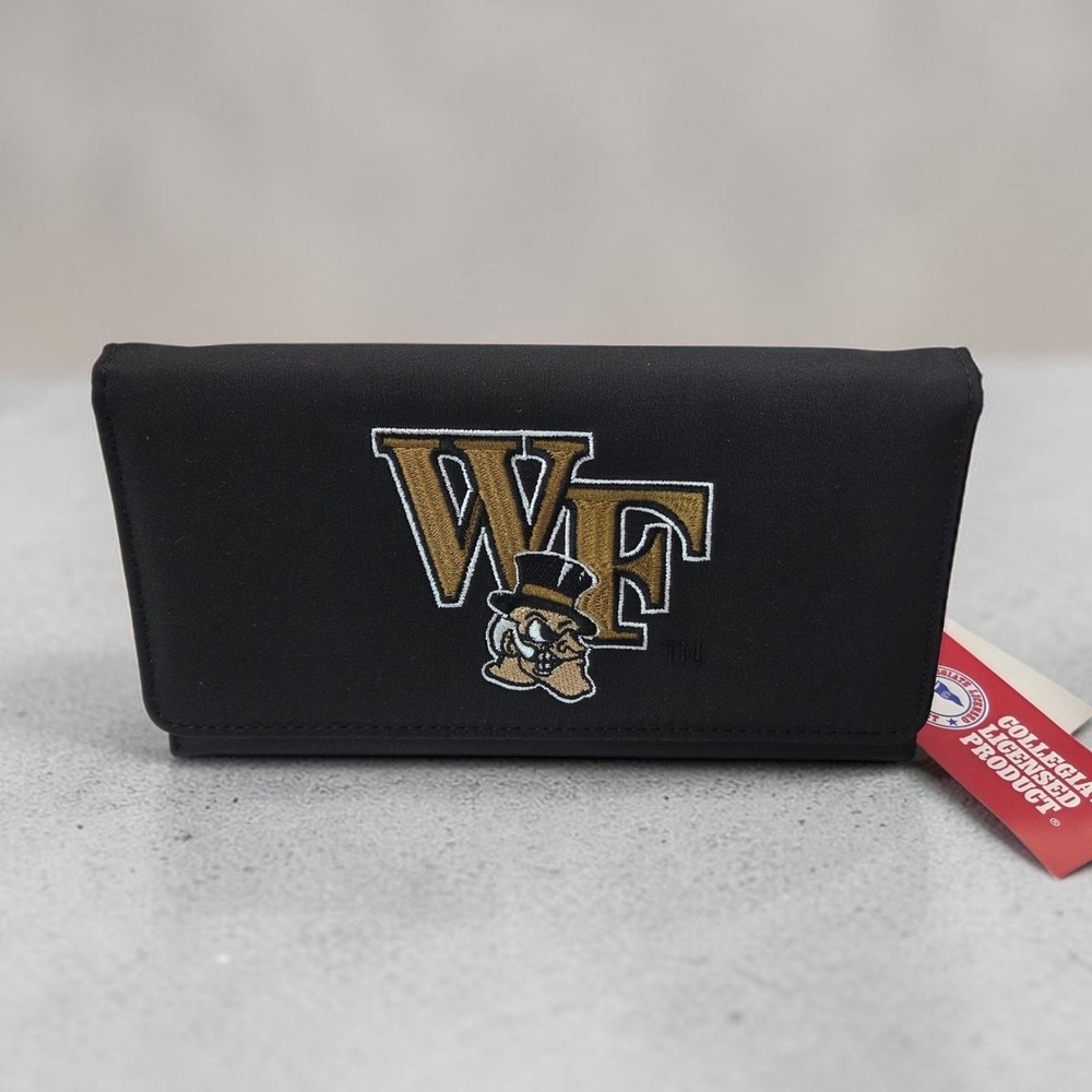 Sandol Wake Forest Demon Deacons Black Trifold Wallet NCAA Embroidered 360111